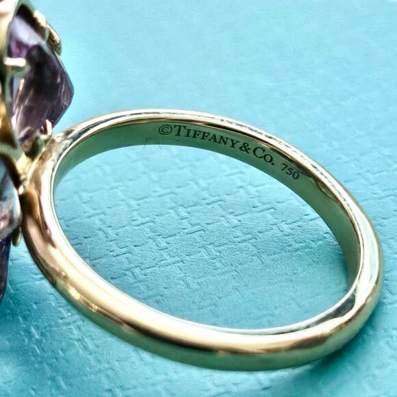 RARE Tiffany & Co. Amethyst Enchant Garden Flower Diamond Ring 18k Rose Gold - Picture 6 of 8